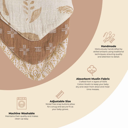 Crane Baby - Kendi 3-Pc. Muslin Bib Set