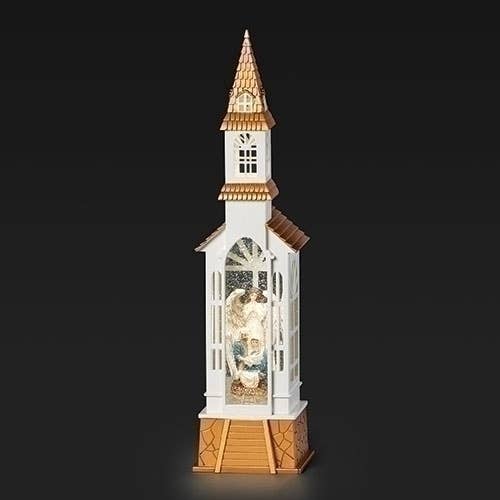 18" Church, Nativity and Angel Snow Globe