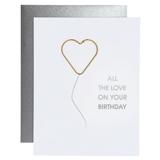 Todo el amor en tu cumpleaños - Cumpleaños - Tarjeta con clip de corazón