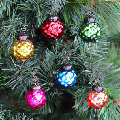 Mini Glass Round  Christmas Ornaments - Set of 25
