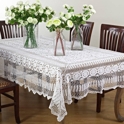 White Handmade Cotton Crochet Lace Tablecloth