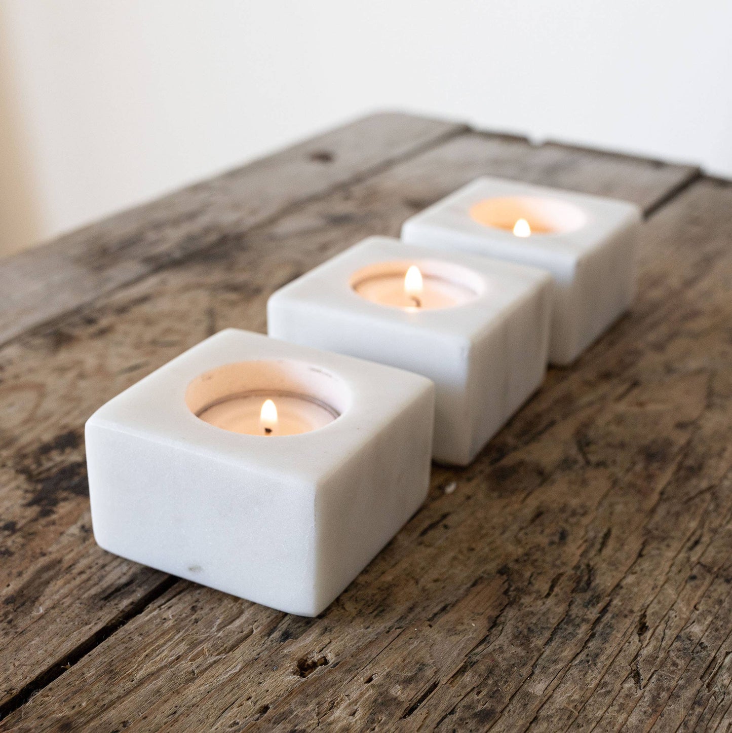 Fleur White Marble Tealight Candle Holder