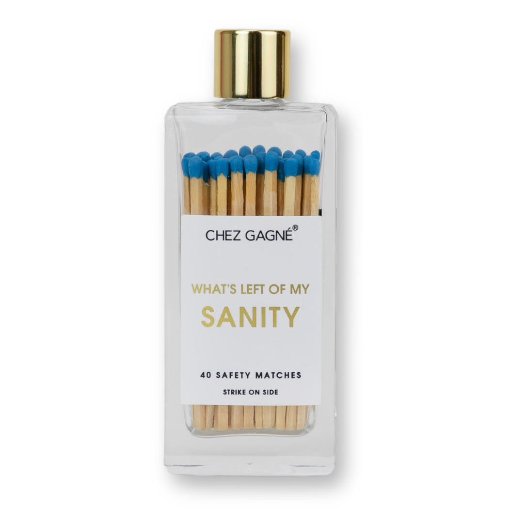 Chez Gagné - What's Left of My Sanity - Glass Bottle Safety Matches - Bright Blue