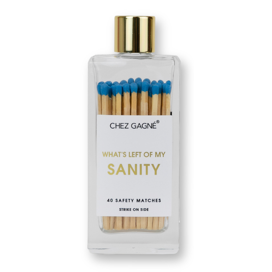 Chez Gagné - What's Left of My Sanity - Glass Bottle Safety Matches - Bright Blue