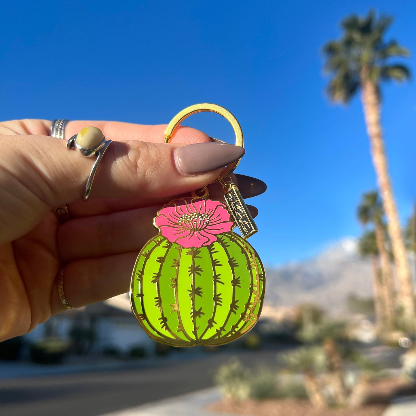 Cactus Barrel Enamel Keychain