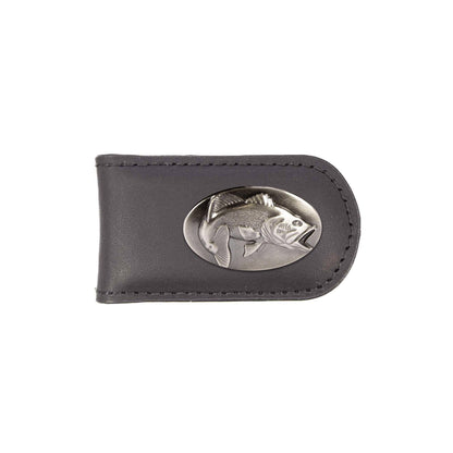 Bass Leather Magnetic Money Clip Wallet: Croc Tan