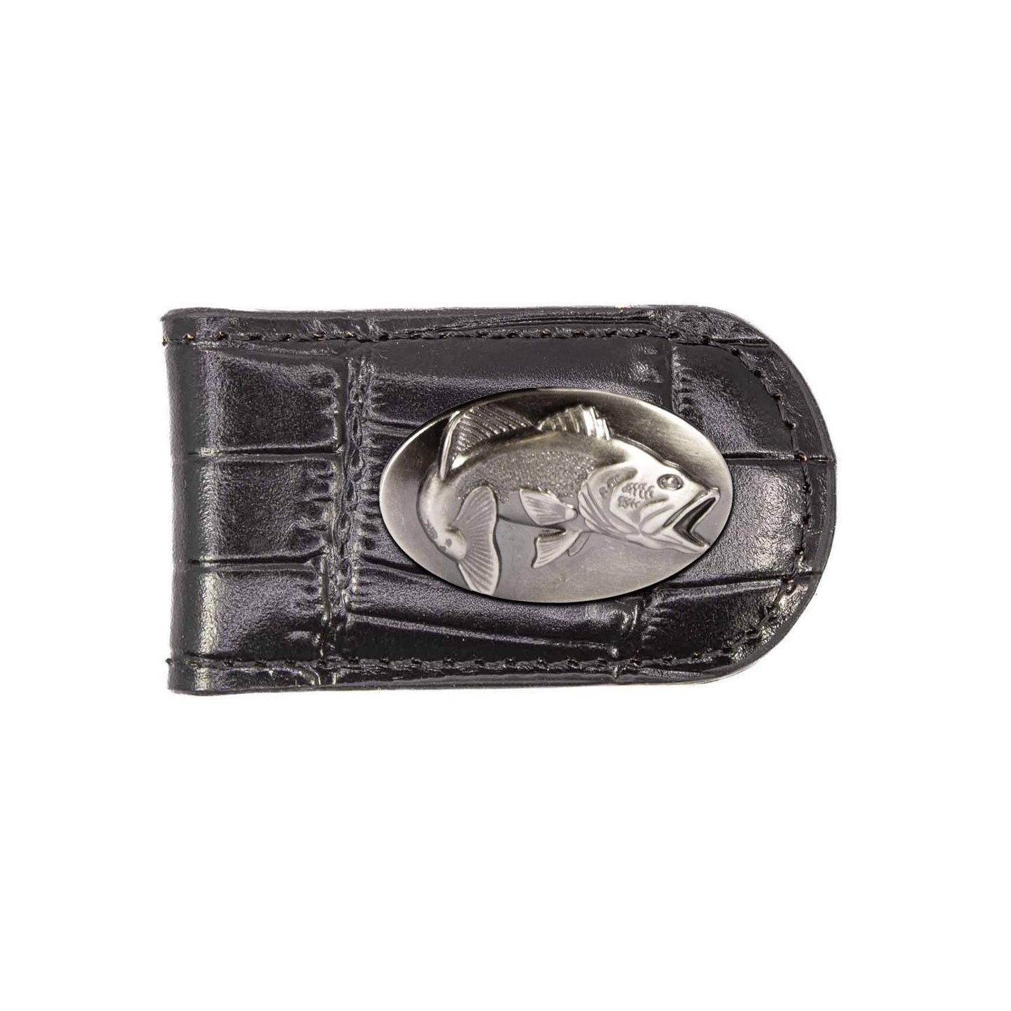 Bass Leather Magnetic Money Clip Wallet: Croc Tan