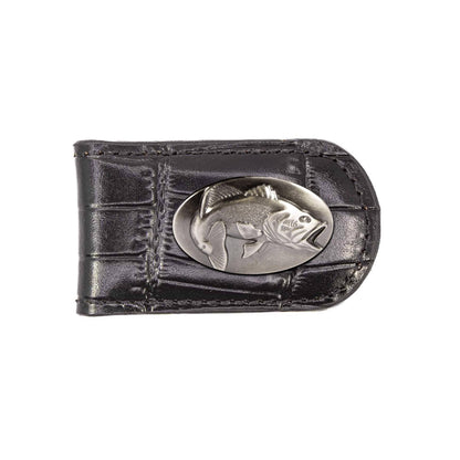 Bass Leather Magnetic Money Clip Wallet: Croc Tan