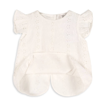 Viverano Organics - Milly Eyelet & Bow Baby Top + Ruffled Bloomer -Organic