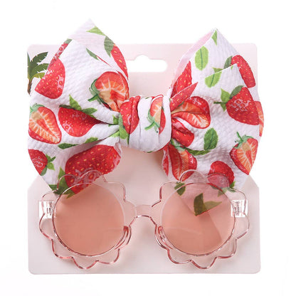 Baby Girl summer sea Sunglasses and floral Headband Set