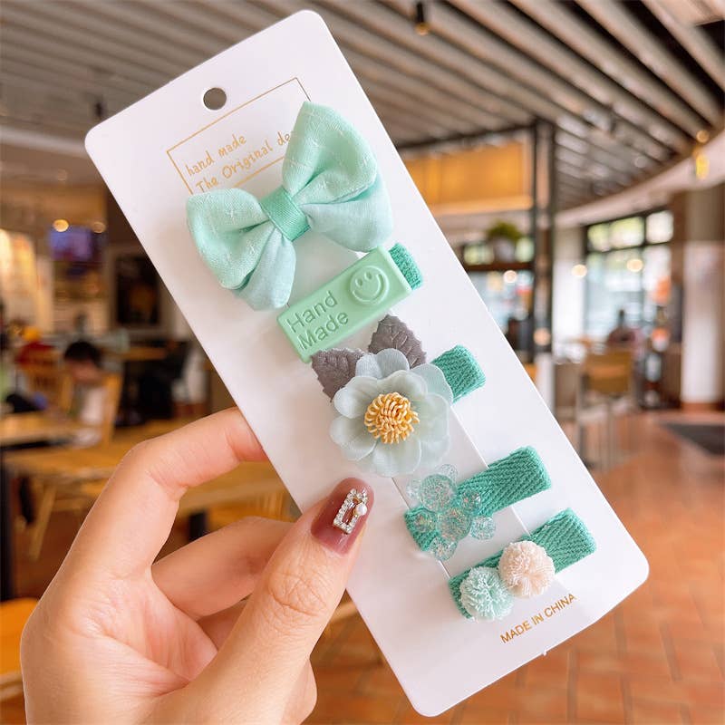 Girls cute hair clip set Kids floral Hair Clip Set of 5