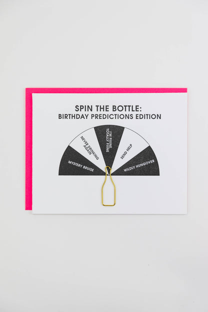 Predicciones de cumpleaños de la botella - Tarjeta con clip de papel para botella