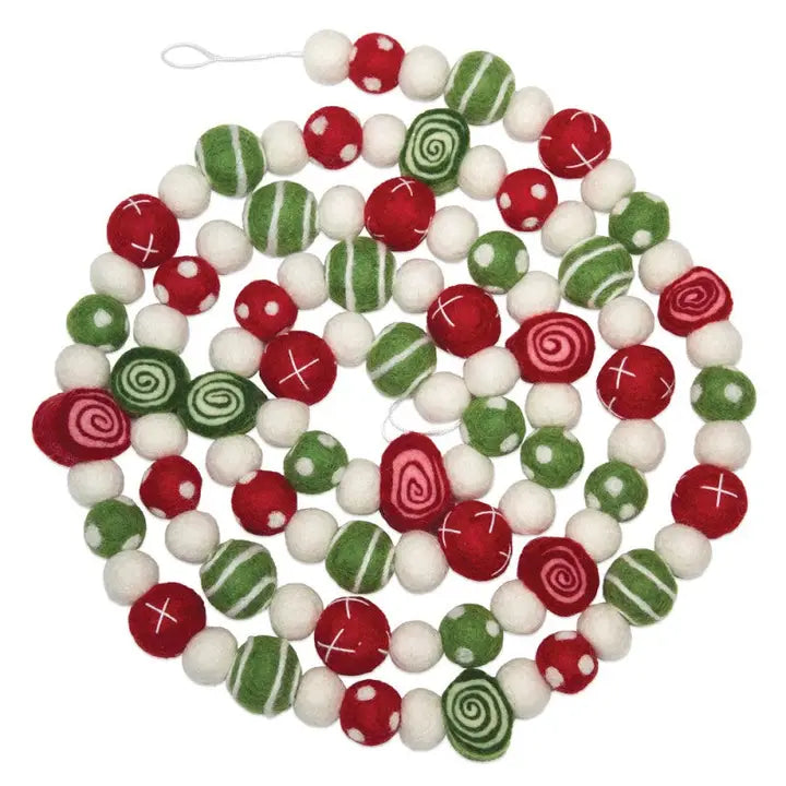 8 Feet Long Spiral & Polka Dot Christmas Ball Garland