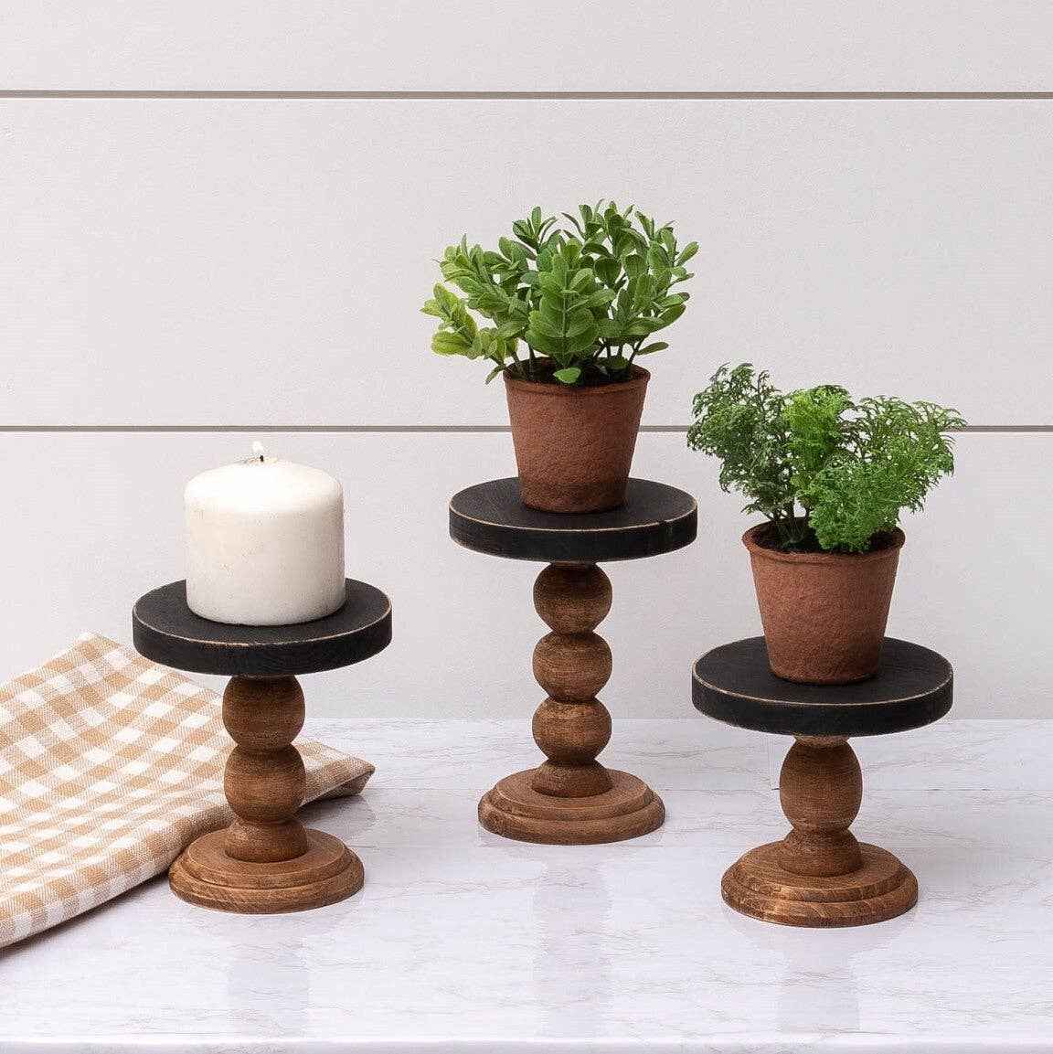 Mini Risers - Black Top Wood Base (Set Of 03)