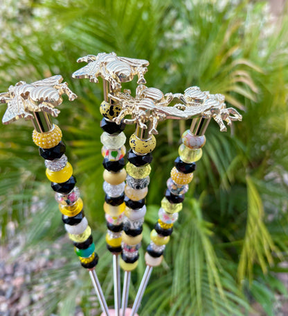 Bumblebee Fairy Garden Beaded Plant Stakes : 7 inch