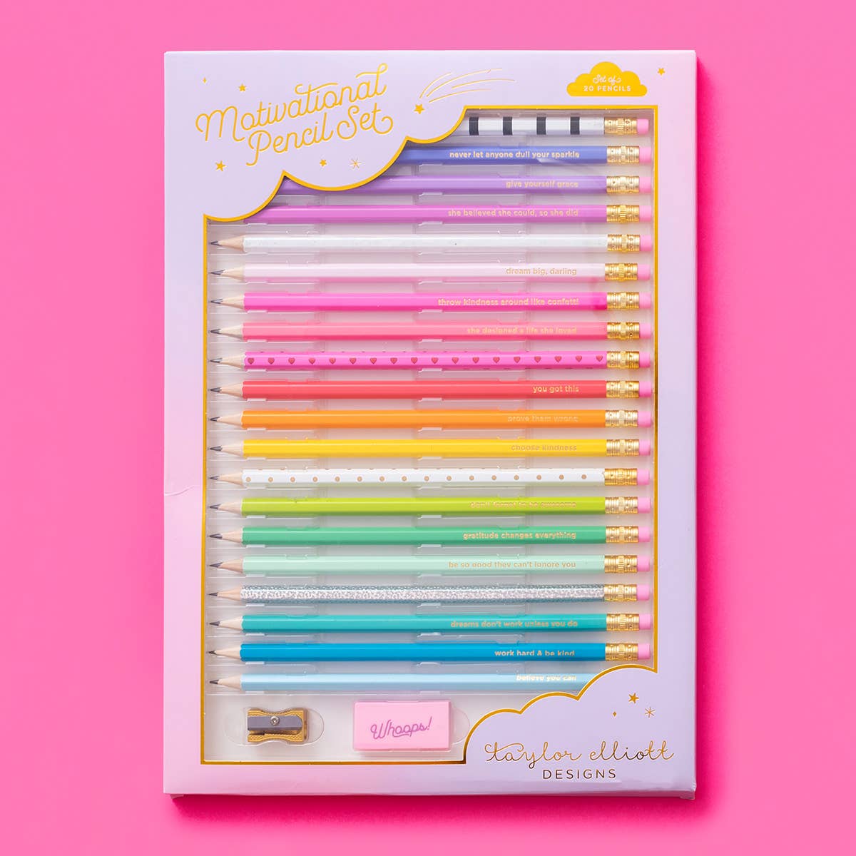 Taylor Elliott Designs - *ON SALE* Pencil Set - Motivational - Asst Colors - 22 Pcs