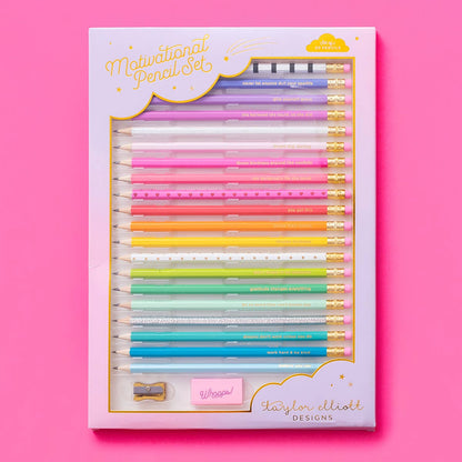 Taylor Elliott Designs - *ON SALE* Pencil Set - Motivational - Asst Colors - 22 Pcs