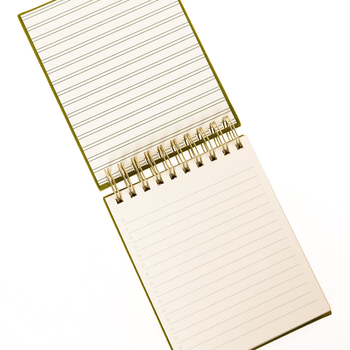Olive Fabric-Bound Notepad, An olive green fabric notepad printed Olive the Life I Live with a hand drawn olive graphic.