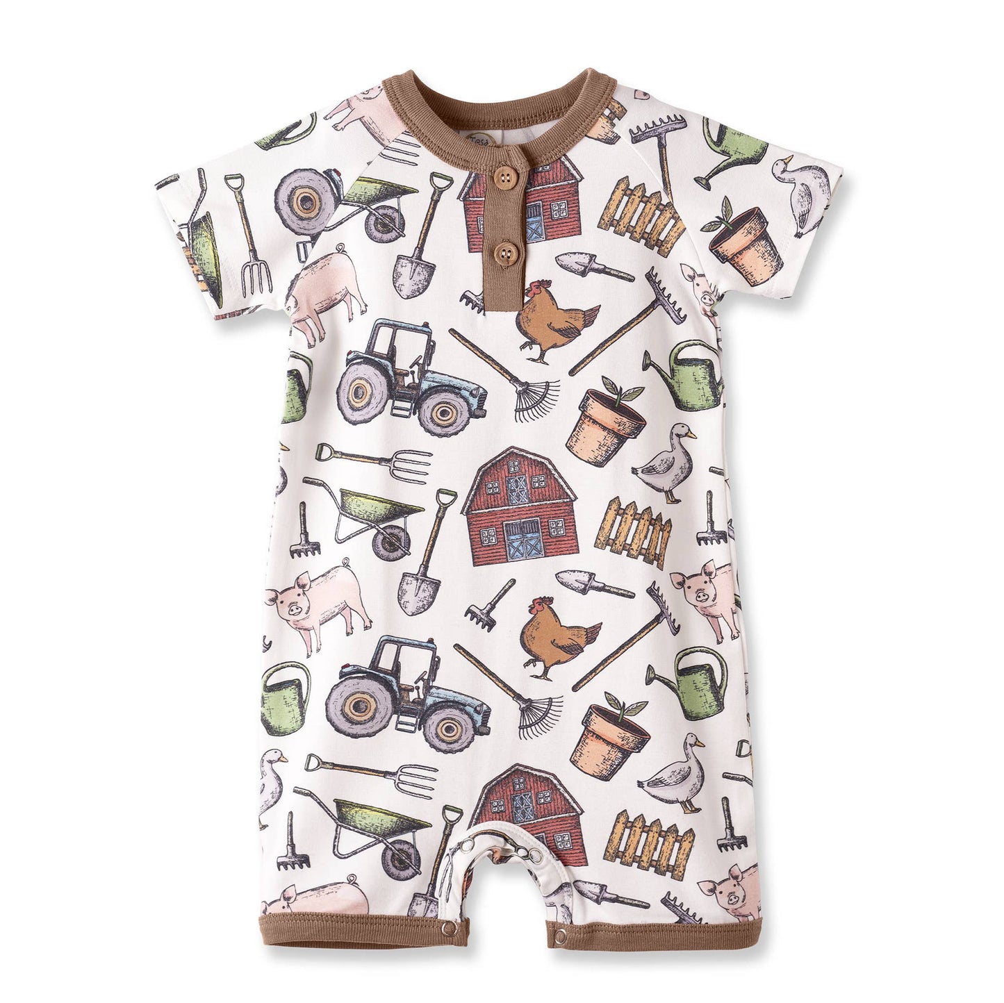 Farmer's Market Baby Boy Shortall Romper