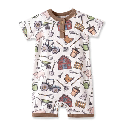 Farmer's Market Baby Boy Shortall Romper
