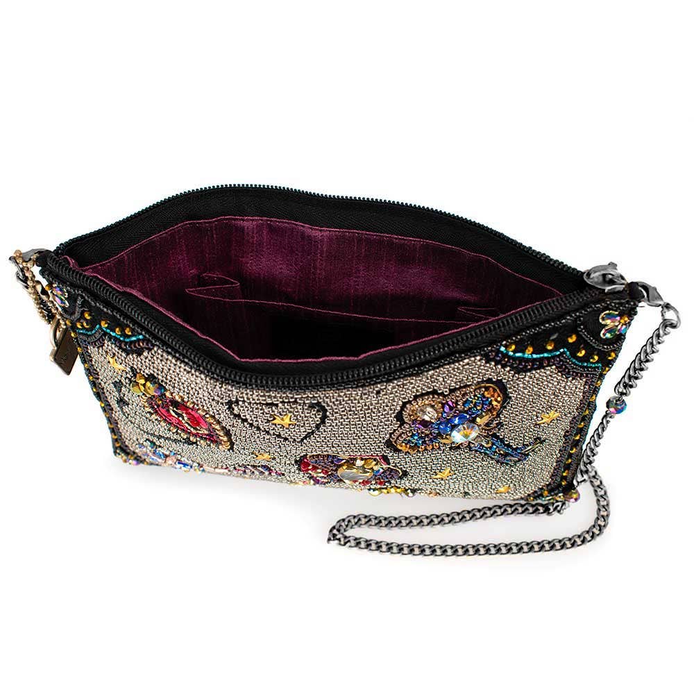 Unlocked Magic Beaded Keys & Hearts Mini Crossbody Handbag