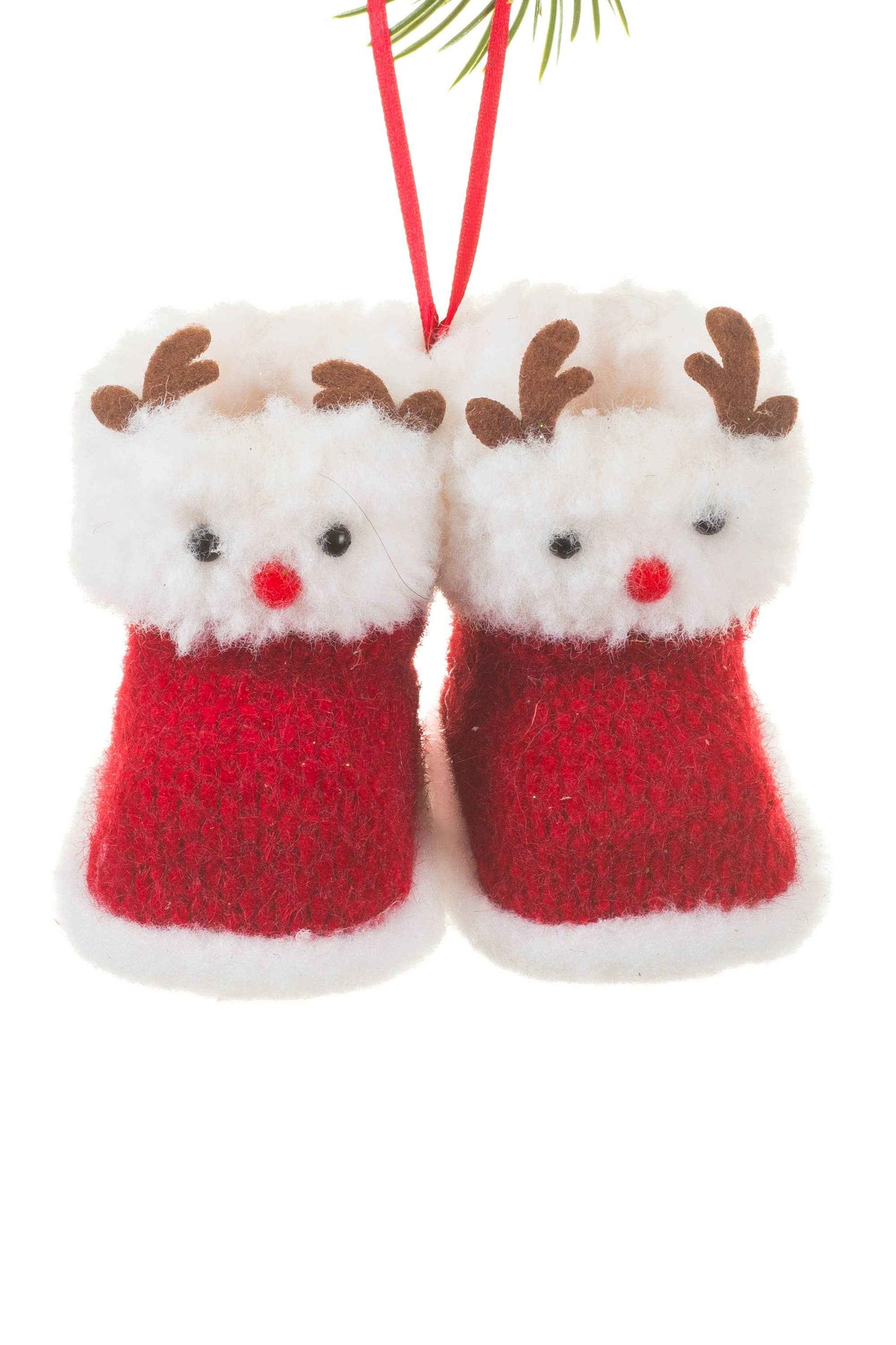 NEW-Red Reindeer Boots Ornament
