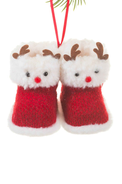 NEW-Red Reindeer Boots Ornament