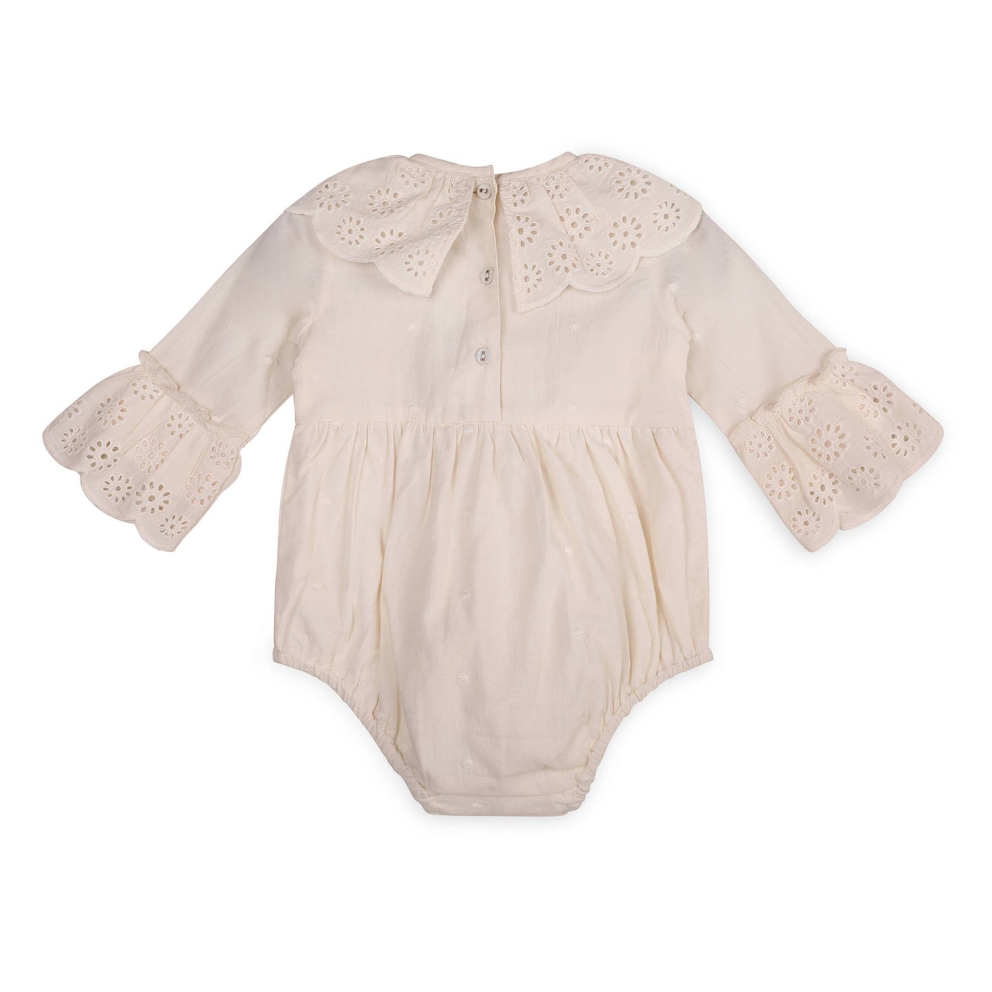 Viverano Organics - Schiffli Lace Clown Collar Baby Girl Romper (Organic)