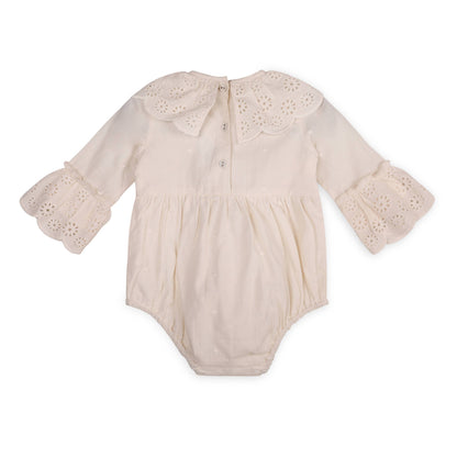 Viverano Organics - Schiffli Lace Clown Collar Baby Girl Romper (Organic)