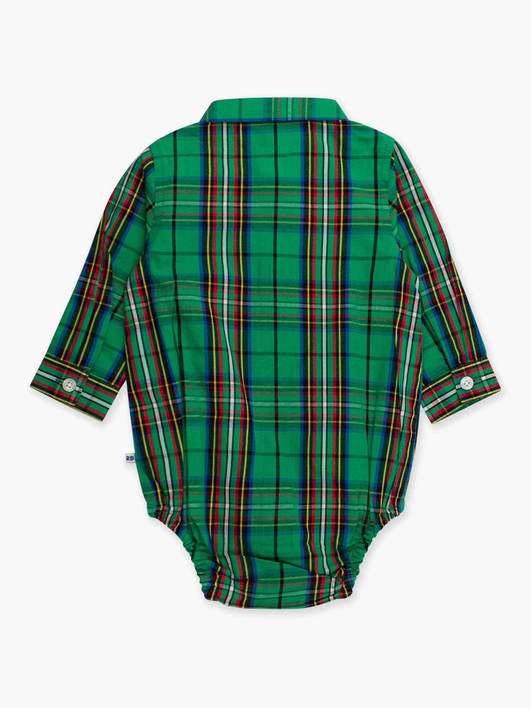 Baby Boys Green Nicholas Plaid Long Sleeve Button Down Bodysuit: Green / 0-3m