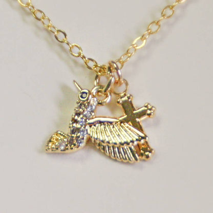 Ecclesiastes Hummingbird Cross Necklace