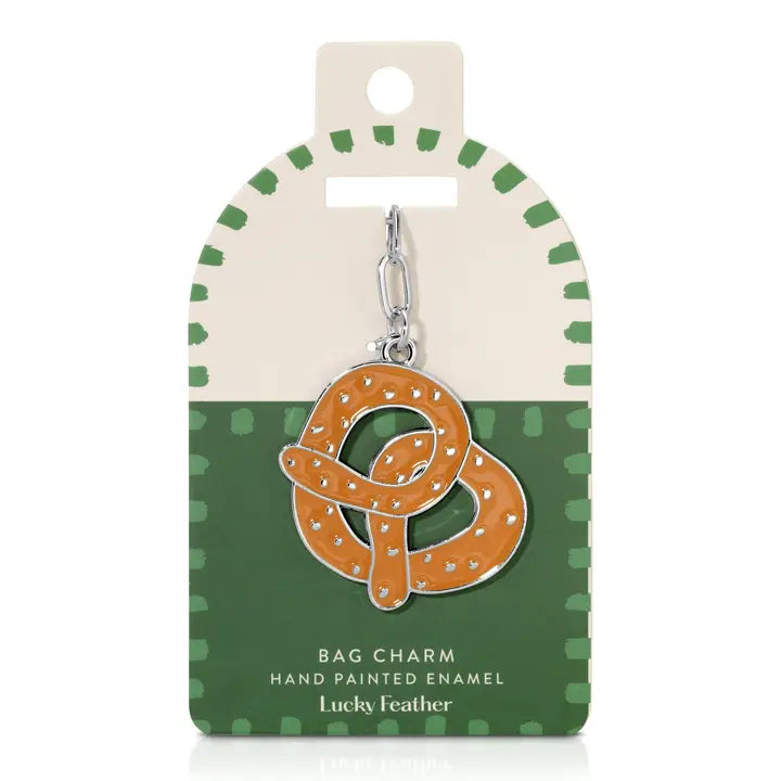 Enamel Bag Charm / Keychain - Pretzel