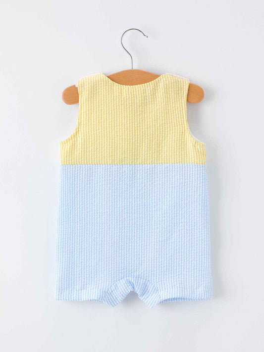 "Jesus Loves Me "Embroidered Baby Boy Romper: 6M