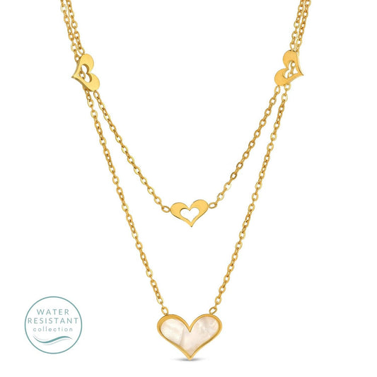 Iris Espléndido - Collar de Corazón de Doble Capa, Resistente al Agua