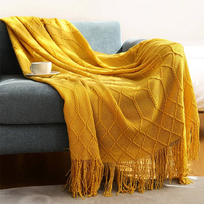 Rhombus Diamond Knit 50x60 Inch Throw Blanket