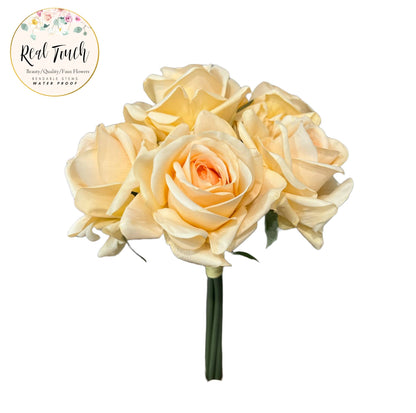 10" Pack of 5 Stems-Moisturized coating Real Touch Rose