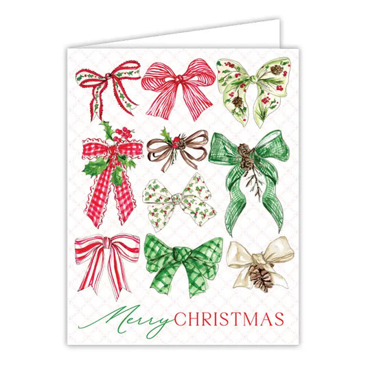 Merry Christmas Red & Green Bows Greeting Card