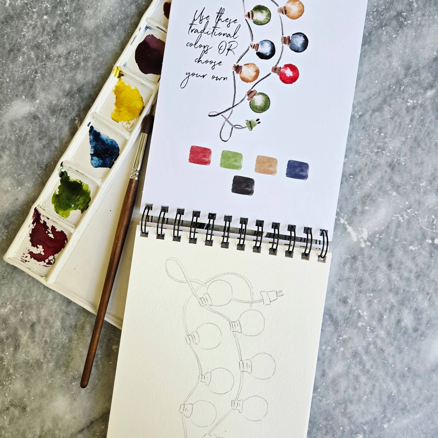 Watercolor Workbook, Spiral Bound, Christmas