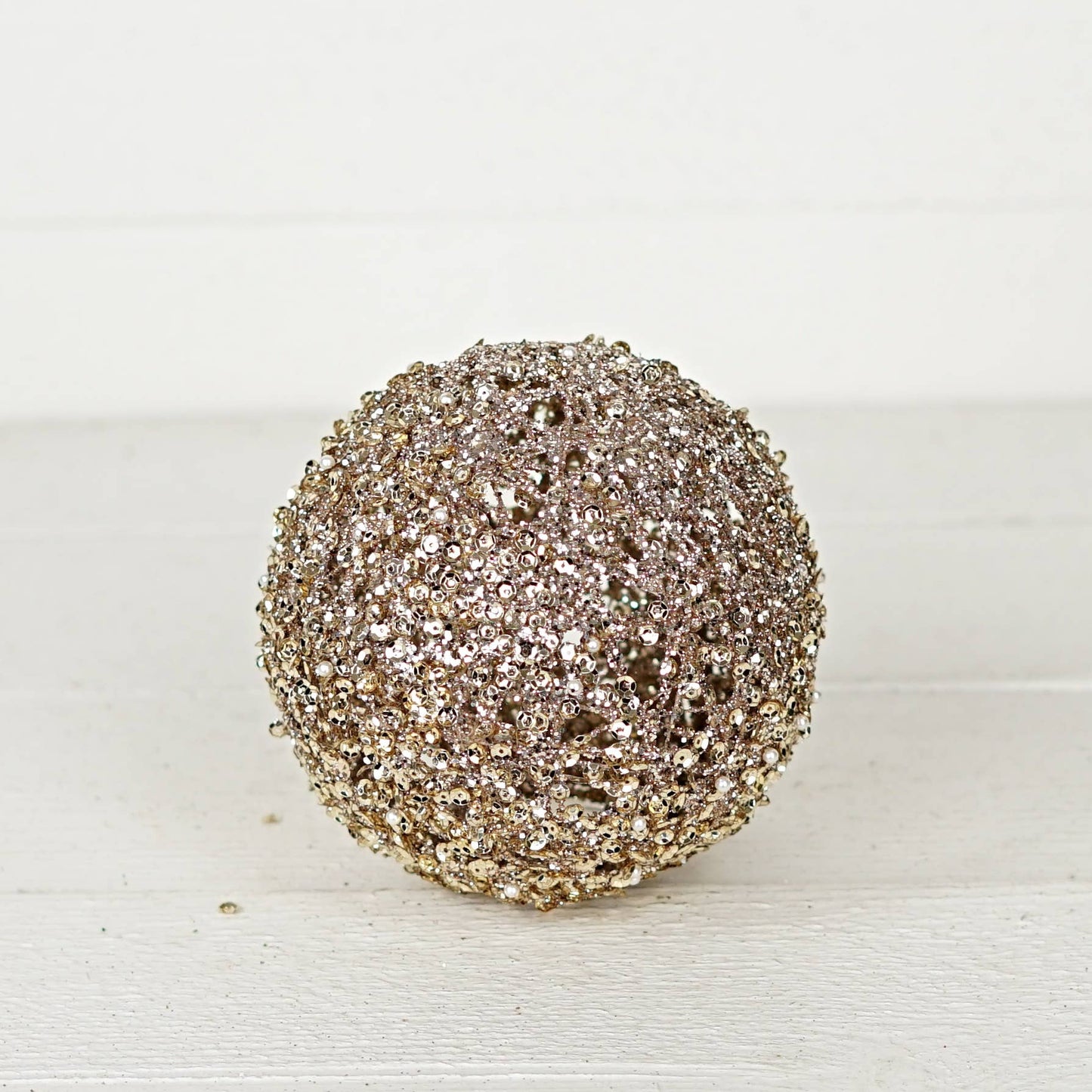 6in Metalic Glittered Ball-Champaign gold