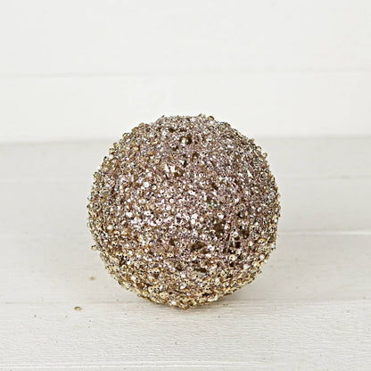 6in Metalic Glittered Ball-Champaign gold