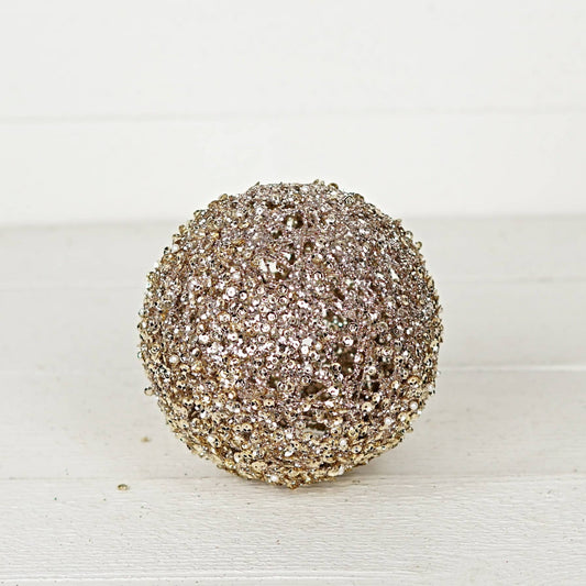 6in Metalic Glittered Ball-Champaign gold