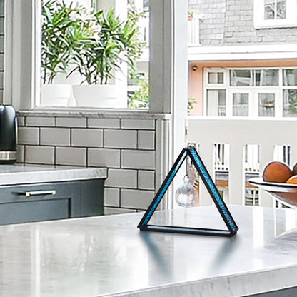 4.5”H Crystal Ball in Blue Standing Triangle Suncatcher