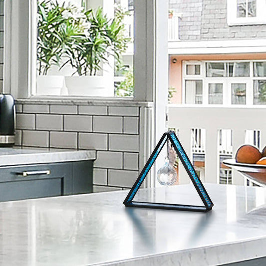 4.5”H Crystal Ball in Blue Standing Triangle Suncatcher