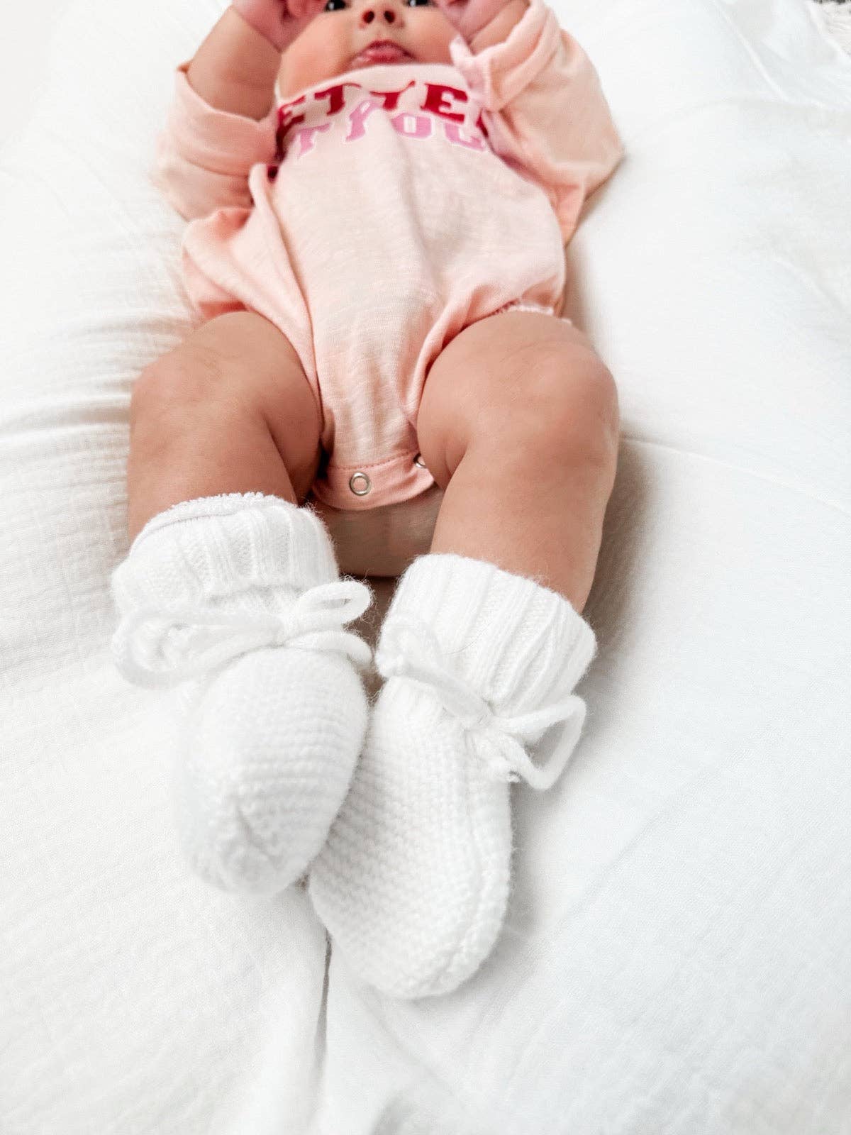 Knit Booties, White: 0 - 6 mo.