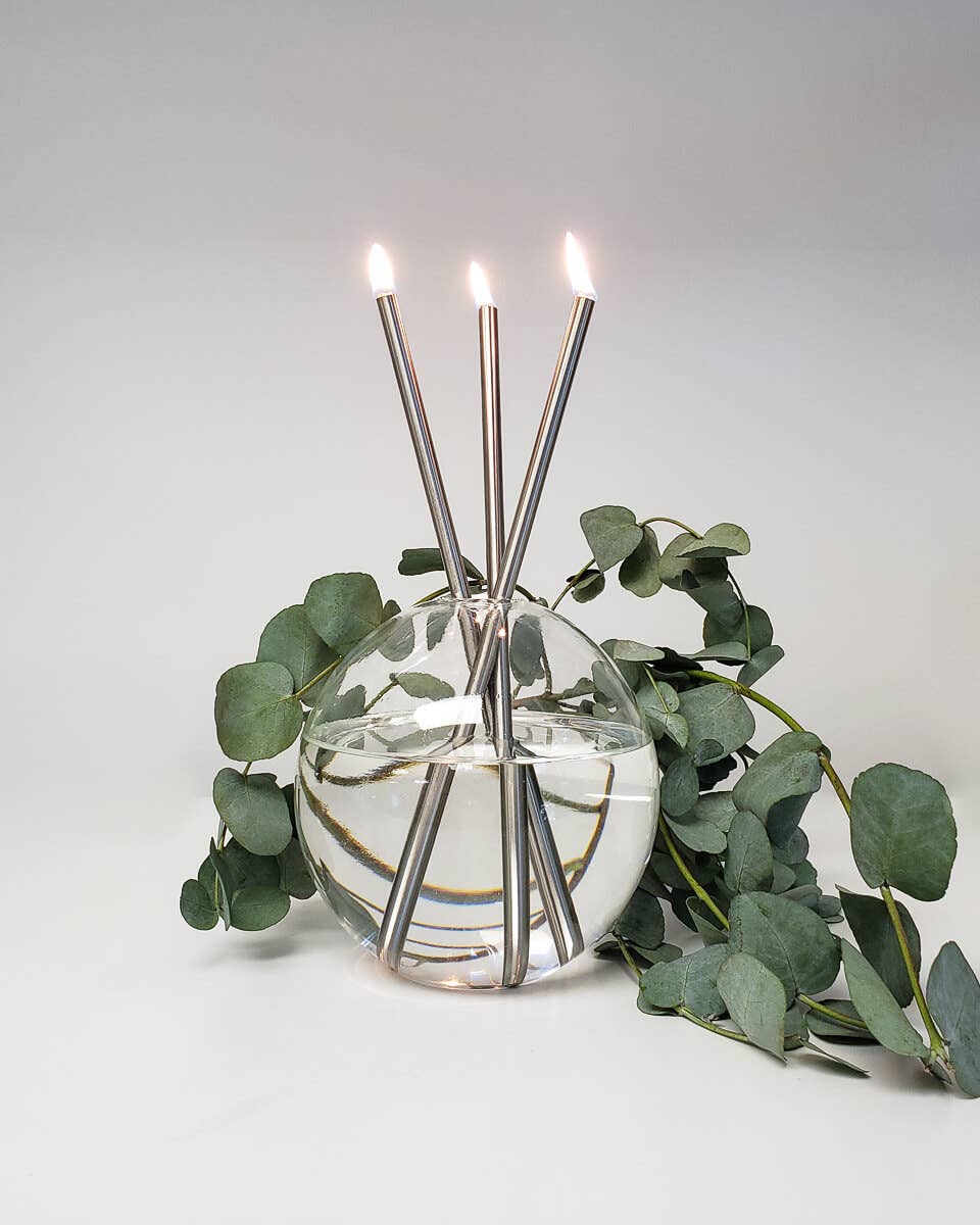 Silver Everlasting Candles – Reusable Steel Oil Candles
