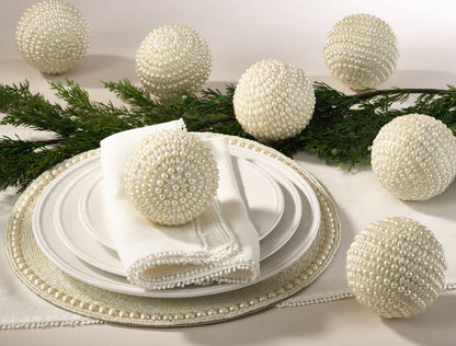 Fennco Styles - Ivory Pearl Design Ornament 4" Decorative Ball