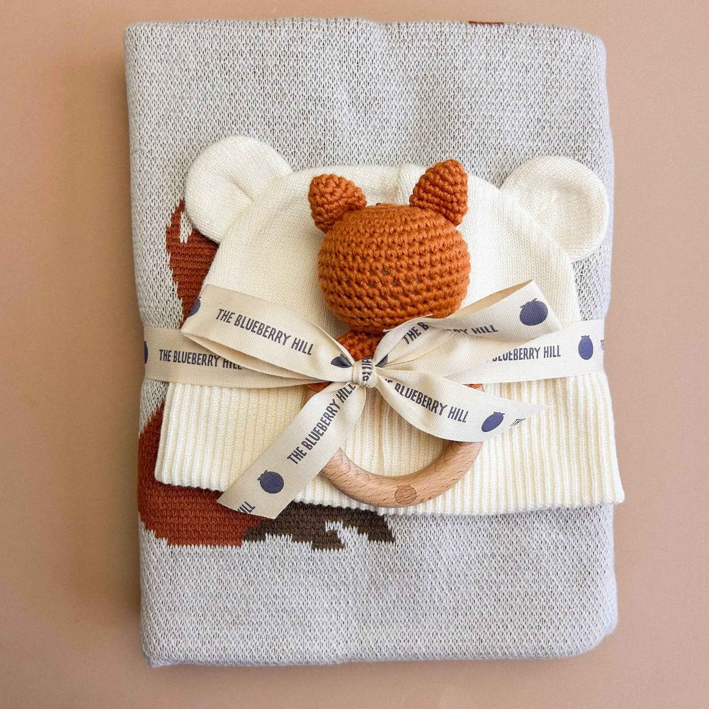ABC Blanket Hat Teether Gift Set Baby Newborn Fox Acorn Fall: Blue / Fox