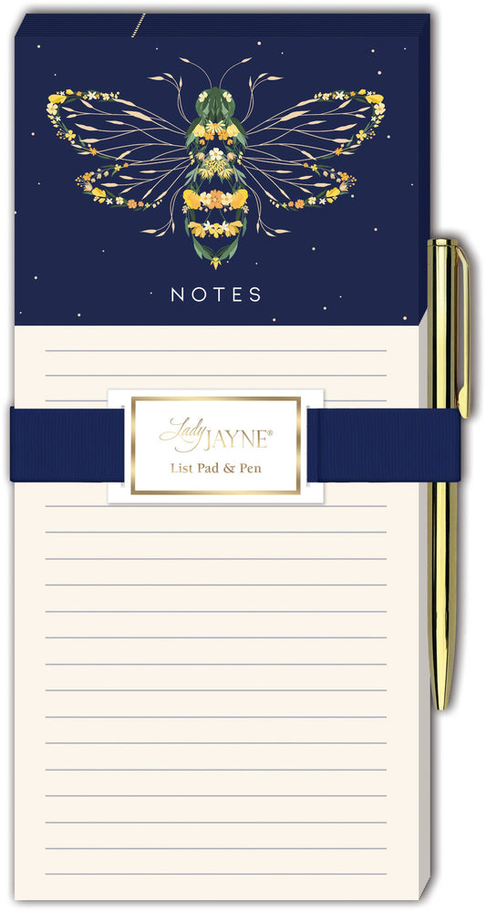 Magnetic List Pad with Pen - Bee