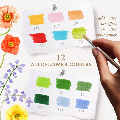 Rotuladores de doble punta y hojas de pegatinas 'Wildflower'