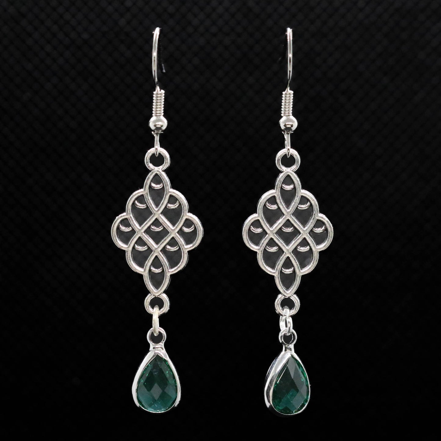 Green Drop Chandelier Earrings